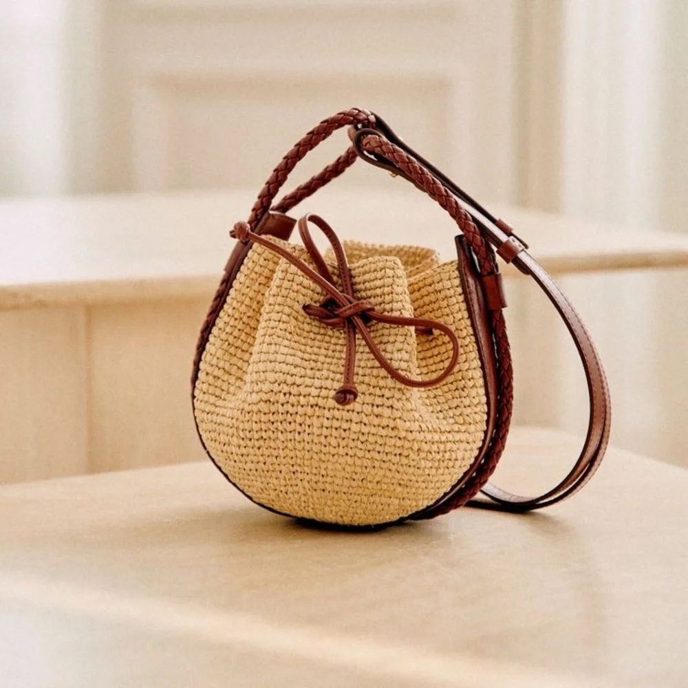 Sezane Tan and Brown Woven Bag - Picture 3 of 8